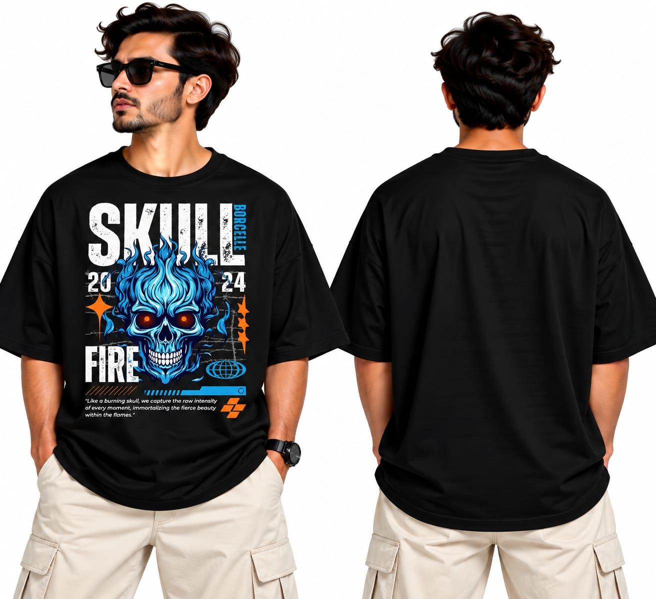 Skull Fire Oversize Tshirt - Image 1